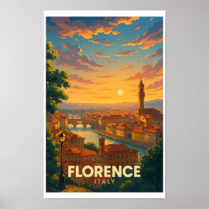 Affiche de voyage vintage Florence Italie - Couche