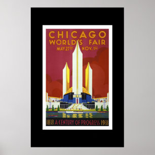 Affiche de voyage vintage Foire mondiale de Chicag