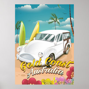 Affiche de voyage vintage Gold Coast Australie