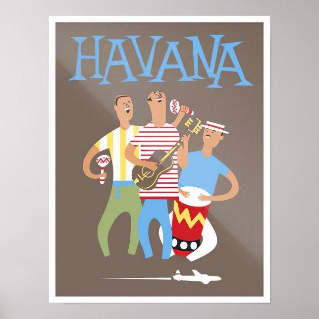 Affiche de voyage vintage Havana Cuba (Devant)