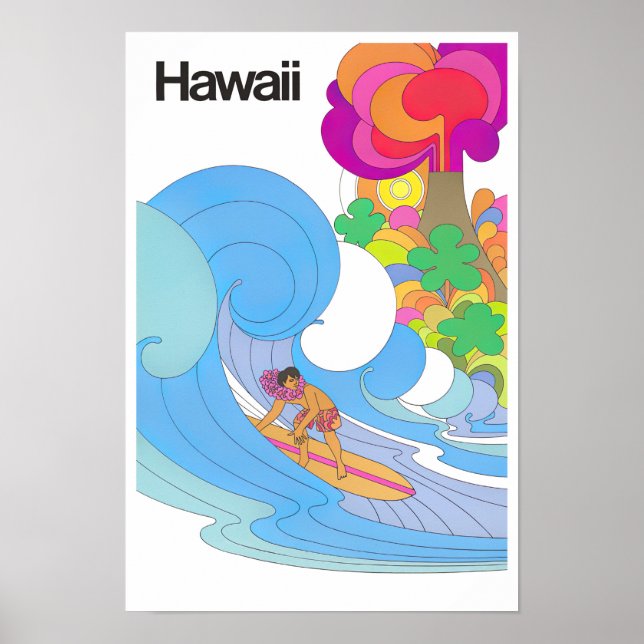 Affiche de voyage vintage Hawaï (Devant)
