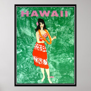 Affiche de voyage vintage Hawaii
