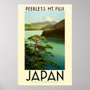 Affiche de voyage vintage Japon Asie Mont Fuji