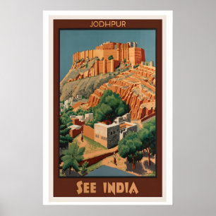 Affiche de voyage vintage Jodhpur Voir Inde