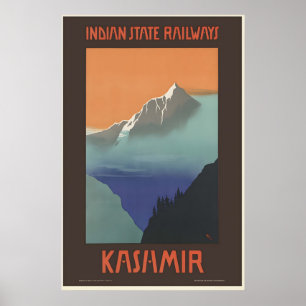 Affiche de voyage vintage Kashmir Inde