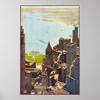 Affiche de voyage vintage Manhattan New York Art