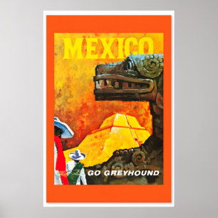 Affiche de voyage vintage Mexique années 1960 Cla
