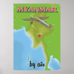 Affiche de voyage vintage Myanmar