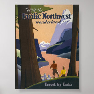 Affiche de voyage vintage Pacific Northwest 1925 T