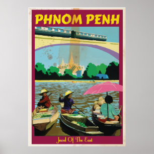 Affiche de voyage vintage Phnom Penh