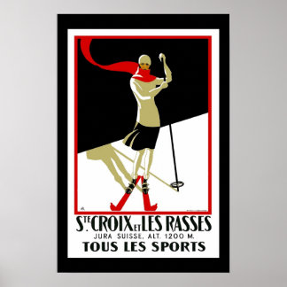 Affiche de voyage Vintage Saint Croix Ski