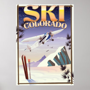Affiche de voyage vintage Ski colorado