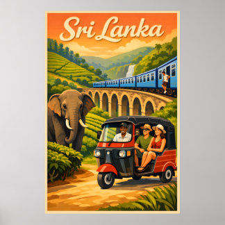 Affiche de voyage vintage Sri Lanka