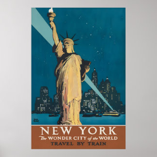 Affiche de voyage vintage Statue de la Liberté de