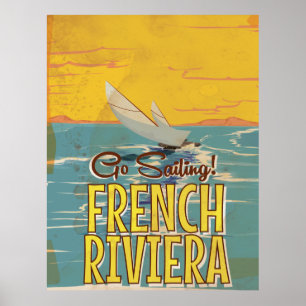 Affiche de voyage vintage sur la Côte d'Azur franç