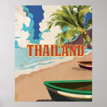 Affiche de voyage vintage Thaïlande