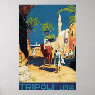 Affiche de voyage vintage Tripoli Libye, Chameau