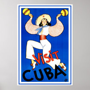 Affiche de voyage vintage, Visitez La Havane Cuba,
