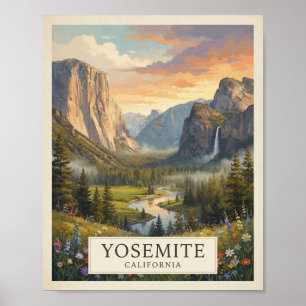 Affiche de voyage vintage Yosemite Californie Na