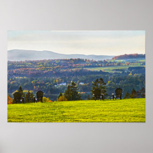 Affiche de vue d'automne au Vermont le soir