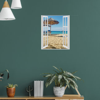 Affiche de vue sur la mer et la plage de sable par