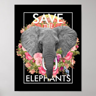 affiche d'éléphant à fleurs
