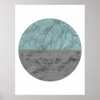 Affiche demi-cercle turquoise et grise