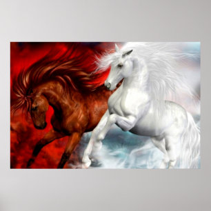 affiche des chevaux air et feu