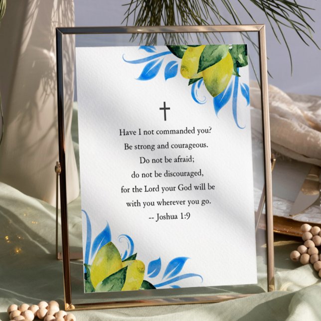 Affiche des citations inspirantes (Inspirational quote bible verse watercolor lemon art by Victoria Grigaliunas of Do Tell A Belle)