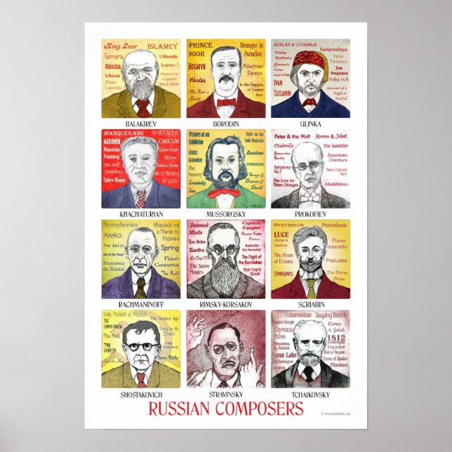 Affiche des compositeurs russes (Devant)