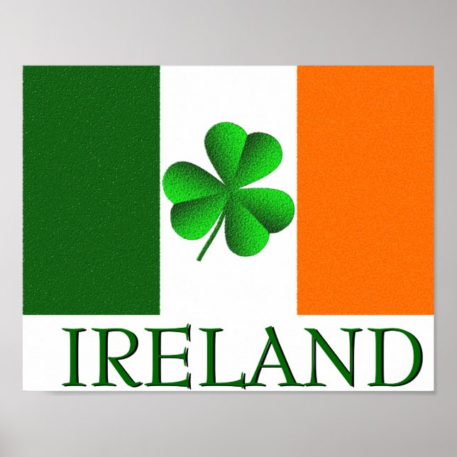 Affiche des couleurs du drapeau Shamrock irlandais (Devant)