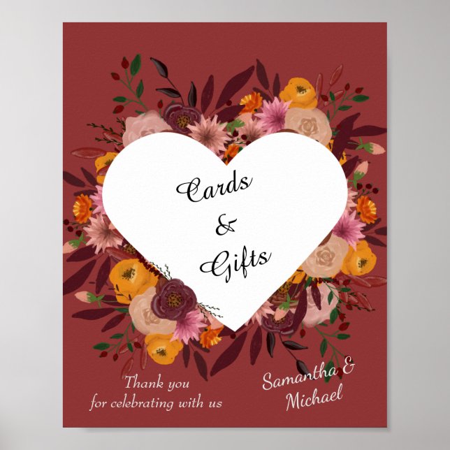 Affiche des Fleurs d'automne Cartes de mariage et  (Devant)