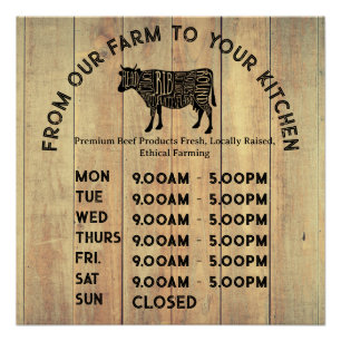 Affiche des heures d'ouverture de l'agriculteur pr