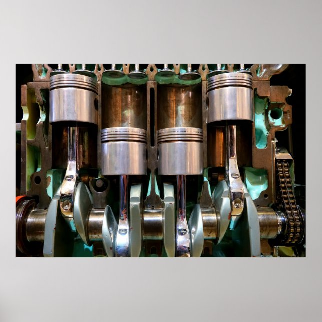 affiche des pistons de moteur de voiture (Devant)