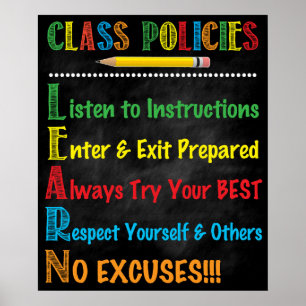 Affiche des politiques de classe *L.E.A.R.N. acron