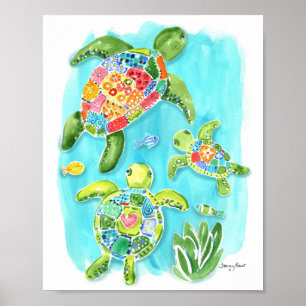 Affiche des tortues de mer de Whimsical
