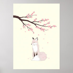 Affiche d'esprit de renard d'anime minimaliste