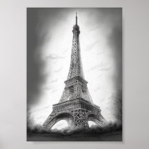 Affiche Dessin de la Tour Eiffel