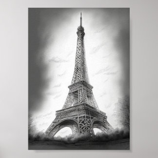 Affiche Dessin de la Tour Eiffel