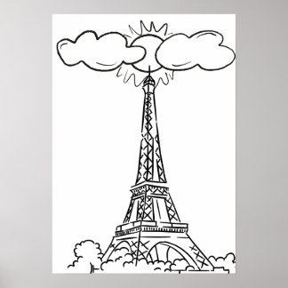 Affiche Dessin de la Tour Eiffel