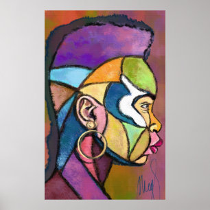 Affiche d'homme africain d'art peint