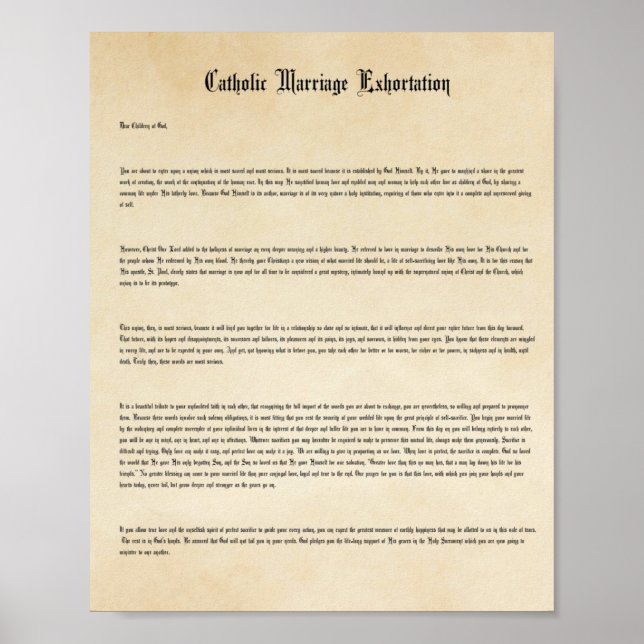 Affiche d'hortation du mariage catholique traditio (Devant)