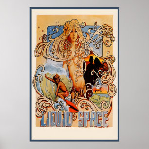 Affiche d'illustration de surf de l'ère des années
