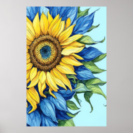 Affiche d'illustration de tournesol détaillée