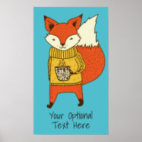 Affiche d'illustration Fox de texte personnalisée