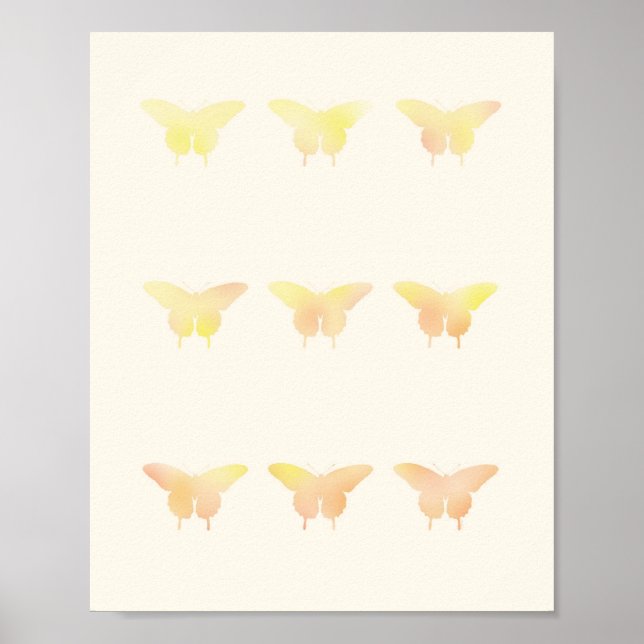 Affiche d'illustration pastel shabby chic papillon (Devant)