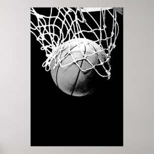 Affiche d'impression basket-ball noir blanc