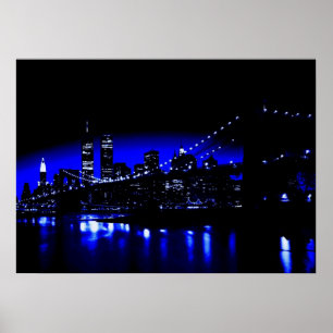 Affiche d'impression bleue de la ville de New York