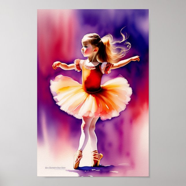 affiche d'impression de ballerine à l'aquarelle (Devant)