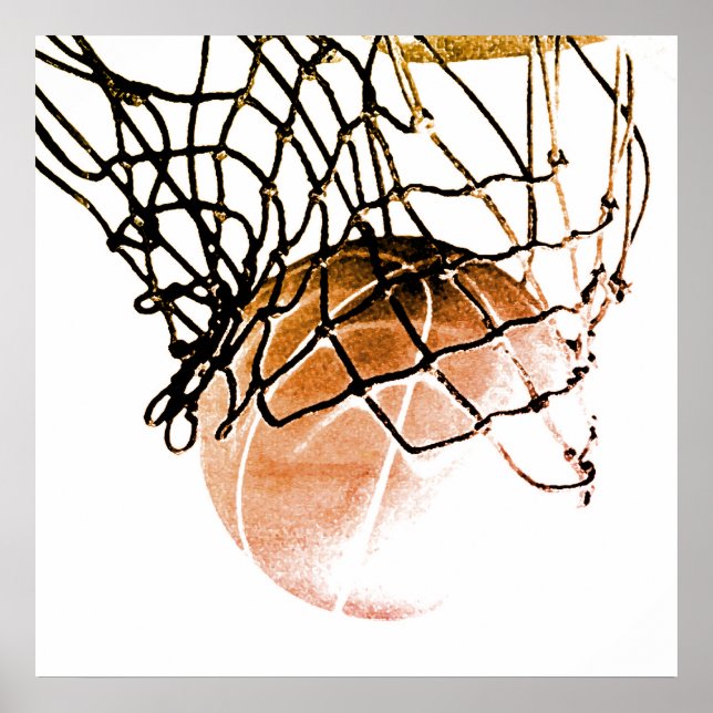Affiche d'impression de ballon de basket marron ca (Devant)